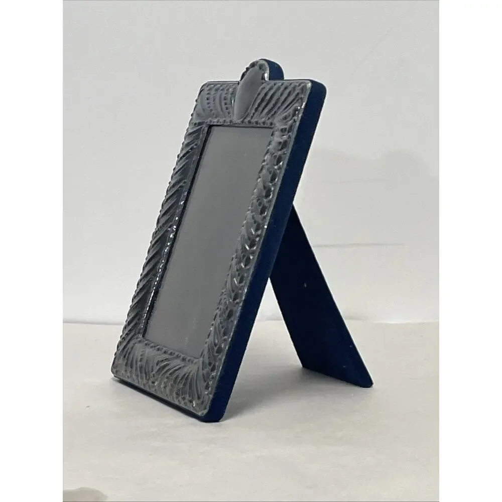 Signed Designer JR 925 Sterling Silver Picture Frame 5 x 6.5 in Blue Velvet